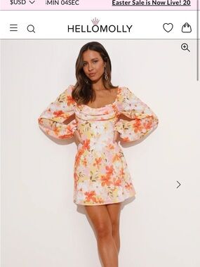 Hello Molly FLOWY LAVA DRESS ORANGE